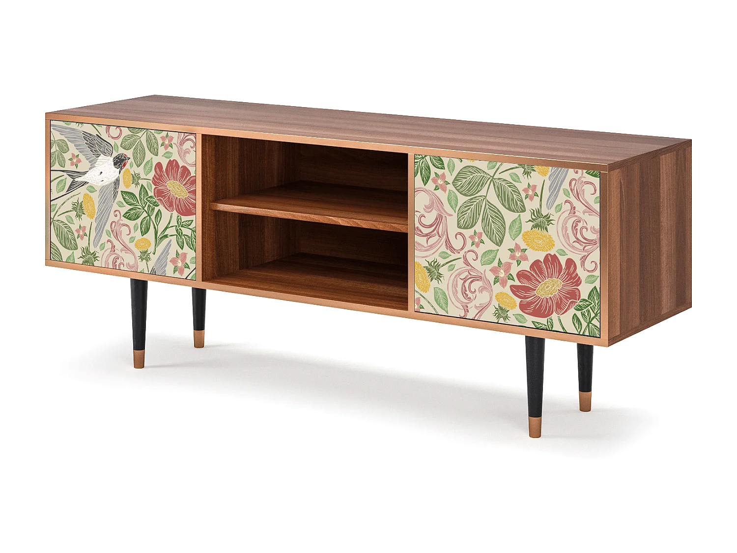 Mobile TV - 170х69х48 cm - T2 - Spring Swallow, Noce