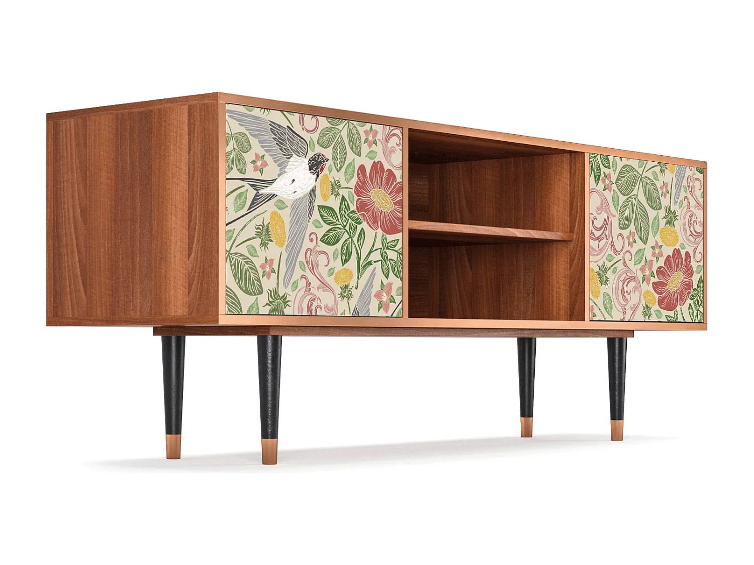 Mobile TV - 170х69х48 cm - T2 - Spring Swallow, Noce