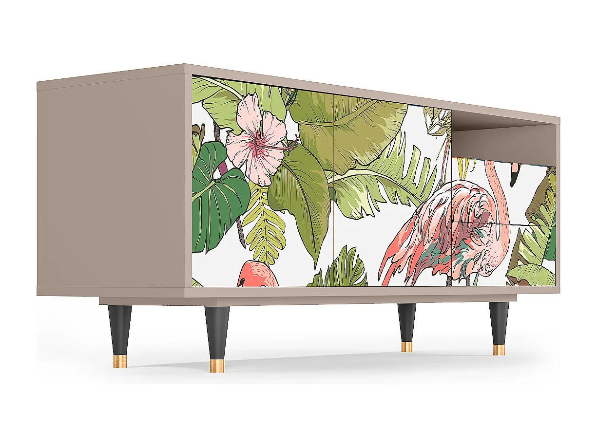 Meuble TV - 125х56х41 cm - T7 - Sweet Flamingo, Latte