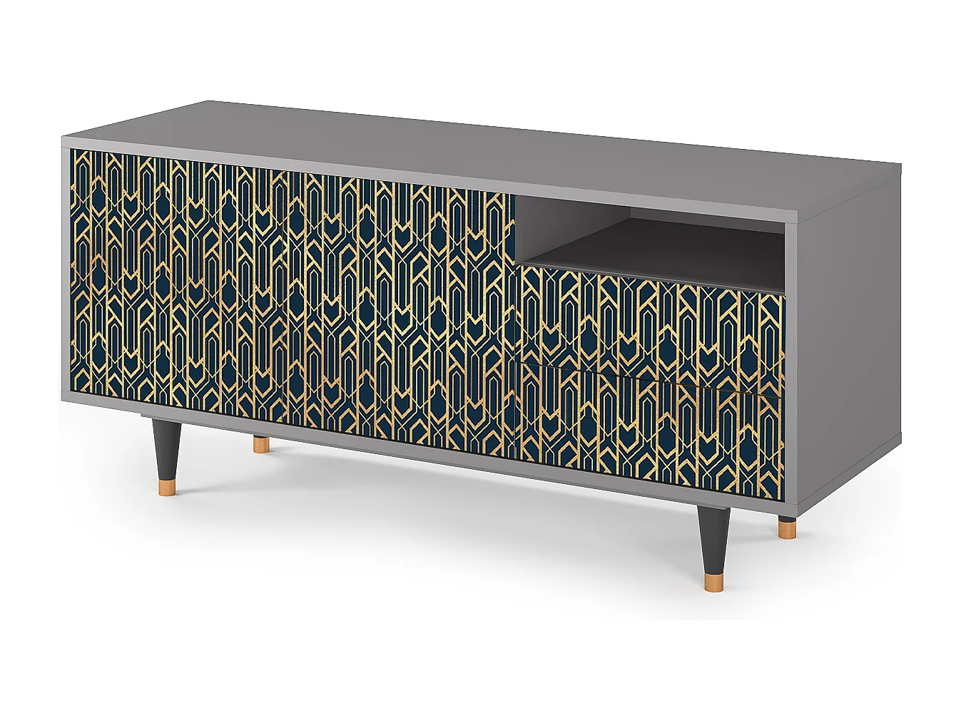 Szafka RTV - 125х56х41 cm - T7 - Golden Empire, Szary