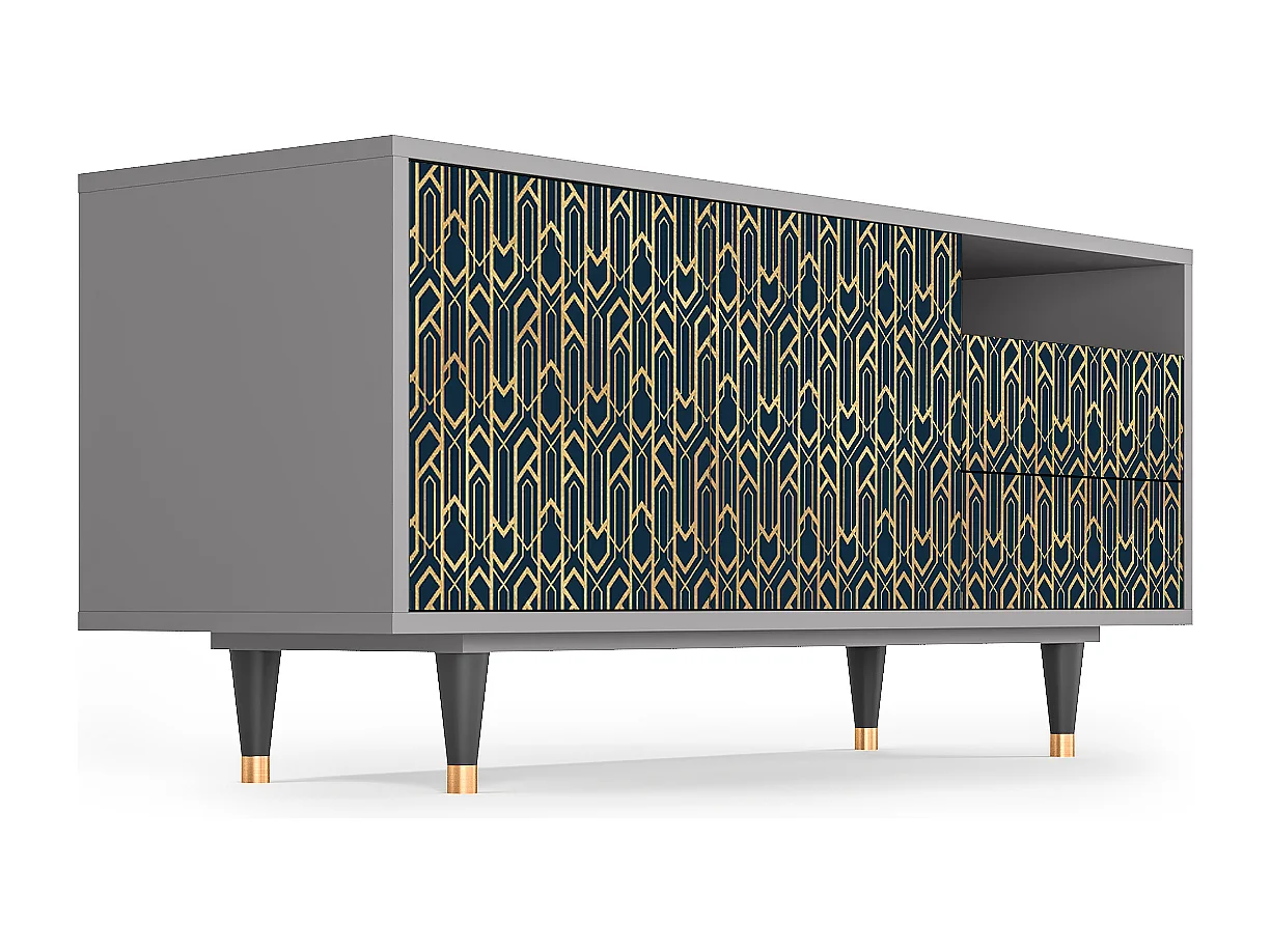 Szafka RTV - 125х56х41 cm - T7 - Golden Empire, Szary