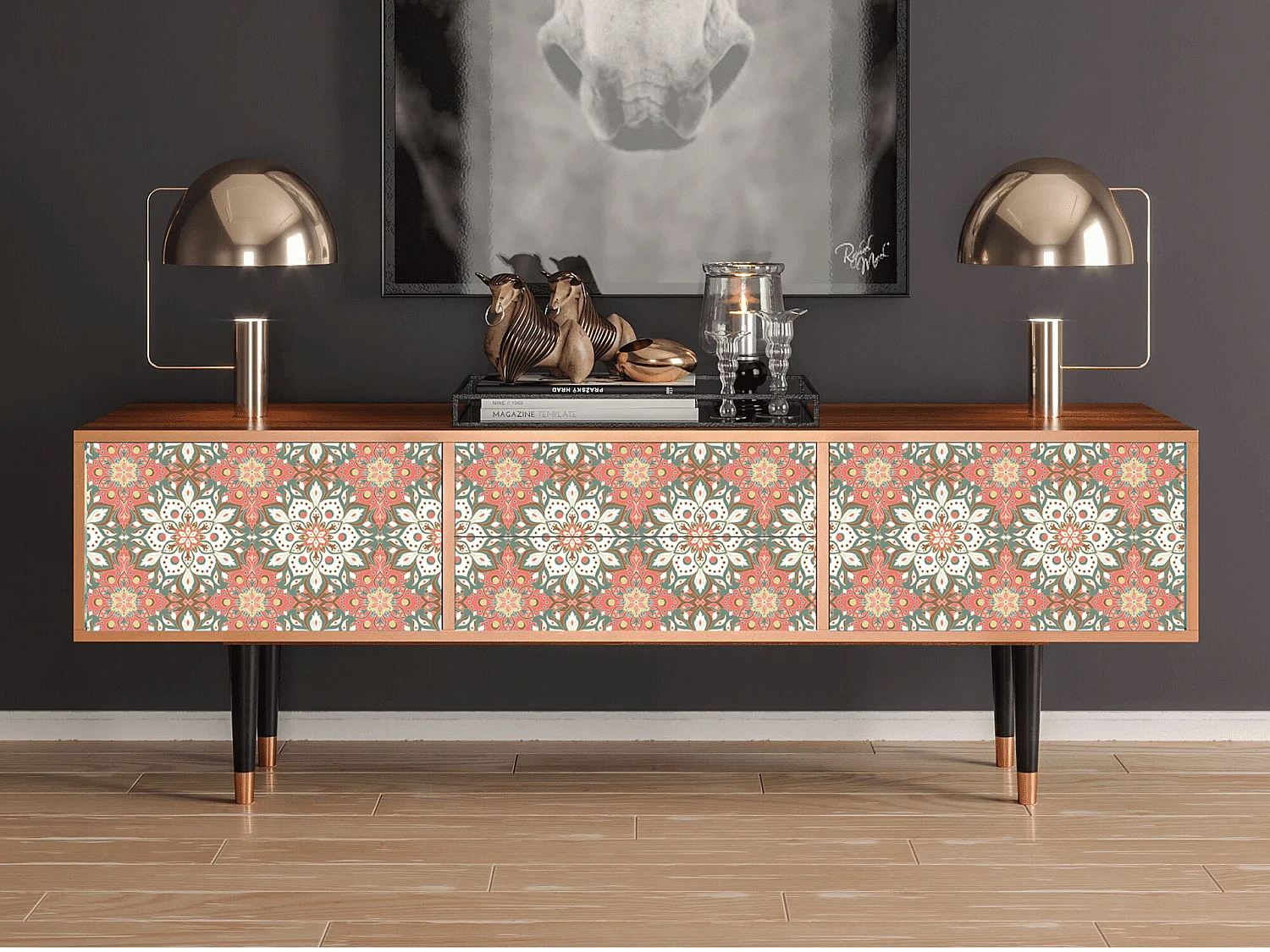 Mobile TV - 170х59х48 cm - T4 - Peach Grove, Noce