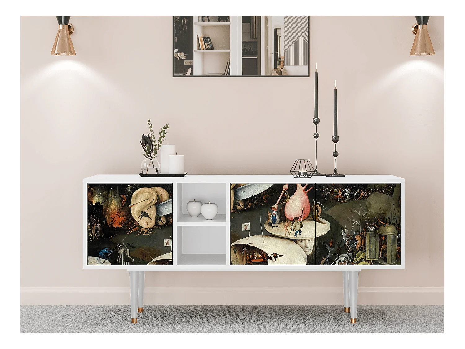 Meuble TV - 150х69х41 cm - T5 - The Garden 2, Blanc
