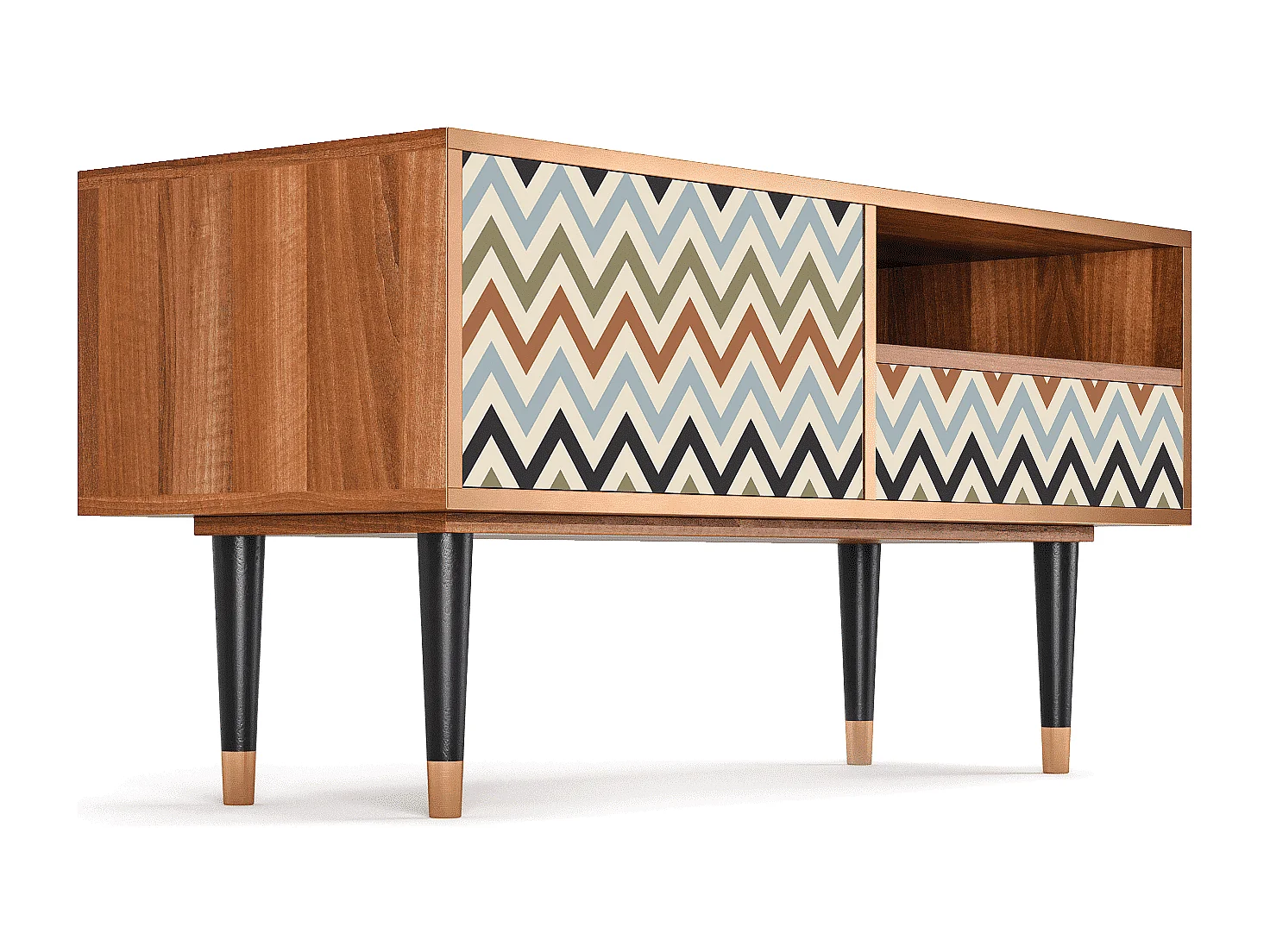 TV-Möbel - 115х59х48 cm - T3 - Bright Ripple, Walnuss