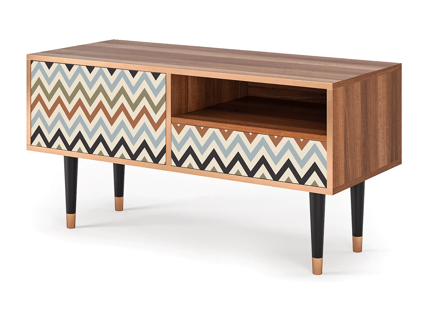 Meuble TV - 115х59х48 cm - T3 - Bright Ripple, Noyer