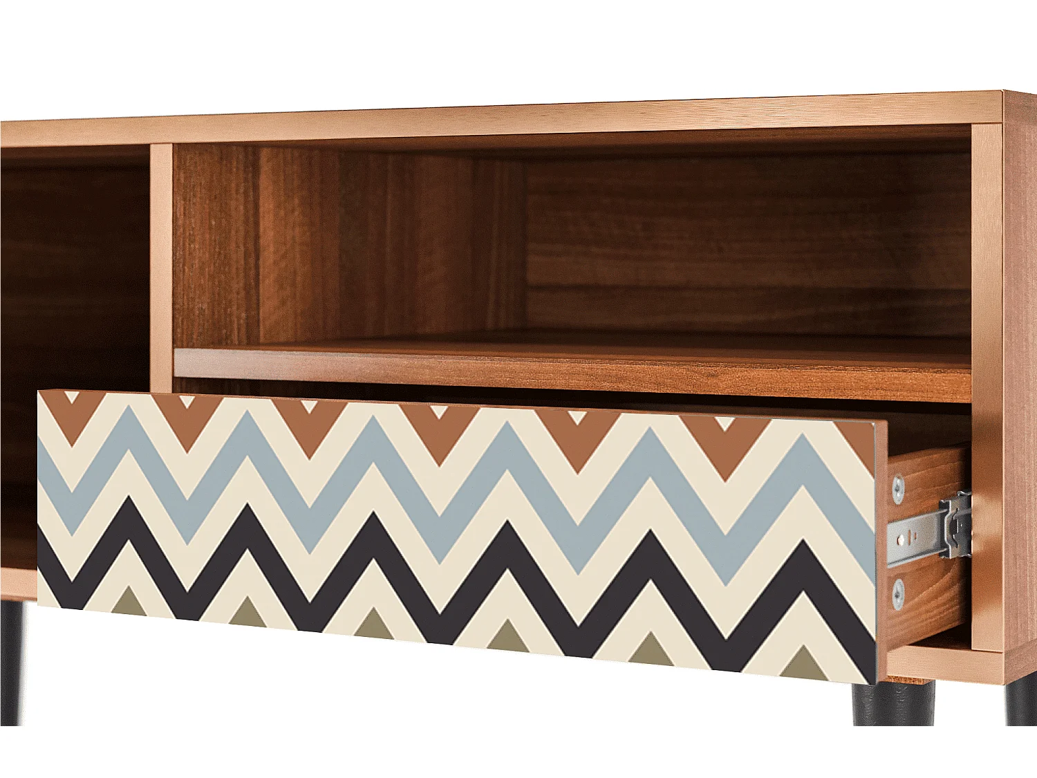 Meuble TV - 115х59х48 cm - T3 - Bright Ripple, Noyer