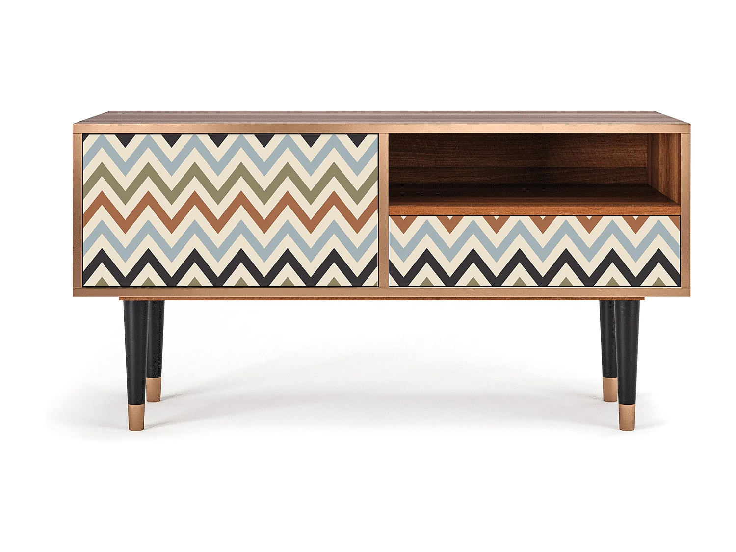 TV-Möbel - 115х59х48 cm - T3 - Bright Ripple, Walnuss