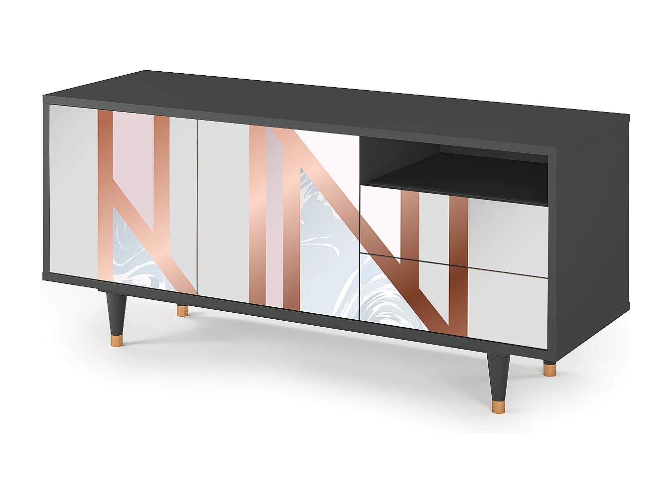 Meuble TV - 125х56х41 cm - T7 - Champagne Story, Anthracite