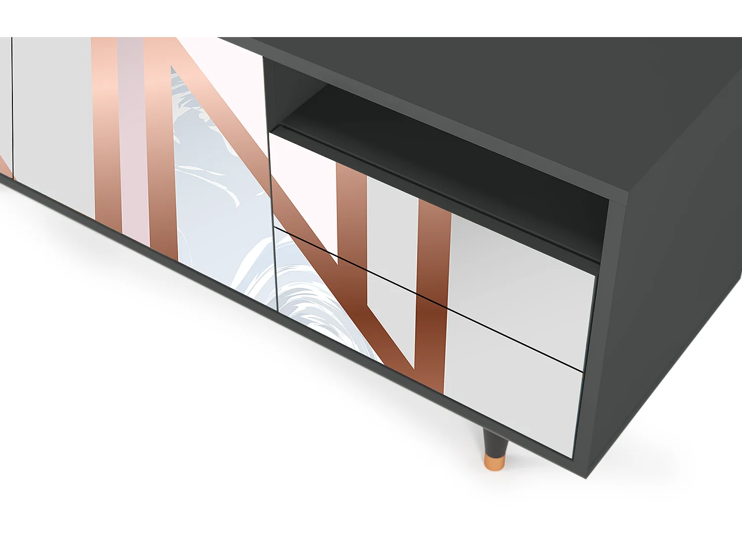 Meuble TV - 125х56х41 cm - T7 - Champagne Story, Anthracite