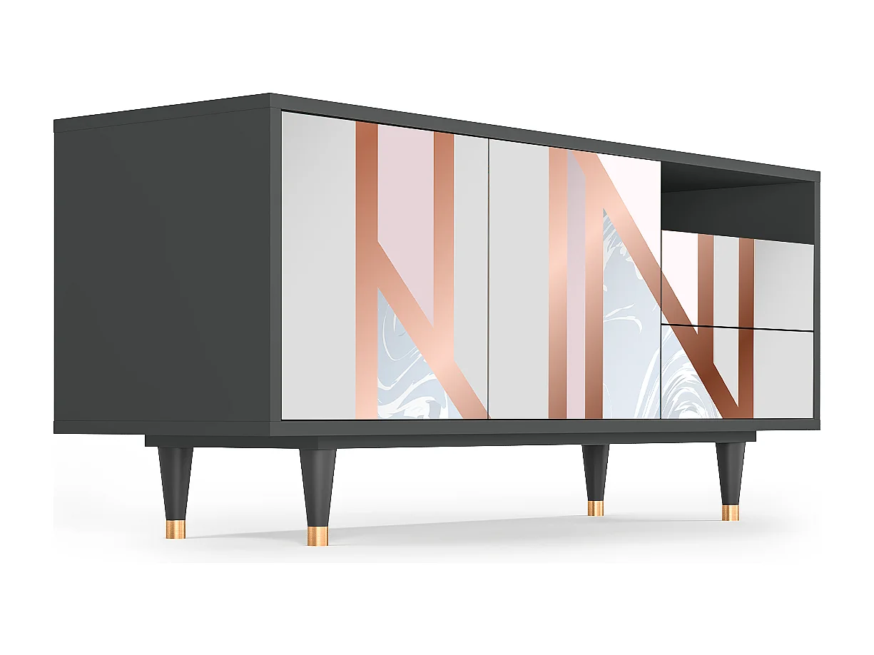 Meuble TV - 125х56х41 cm - T7 - Champagne Story, Anthracite