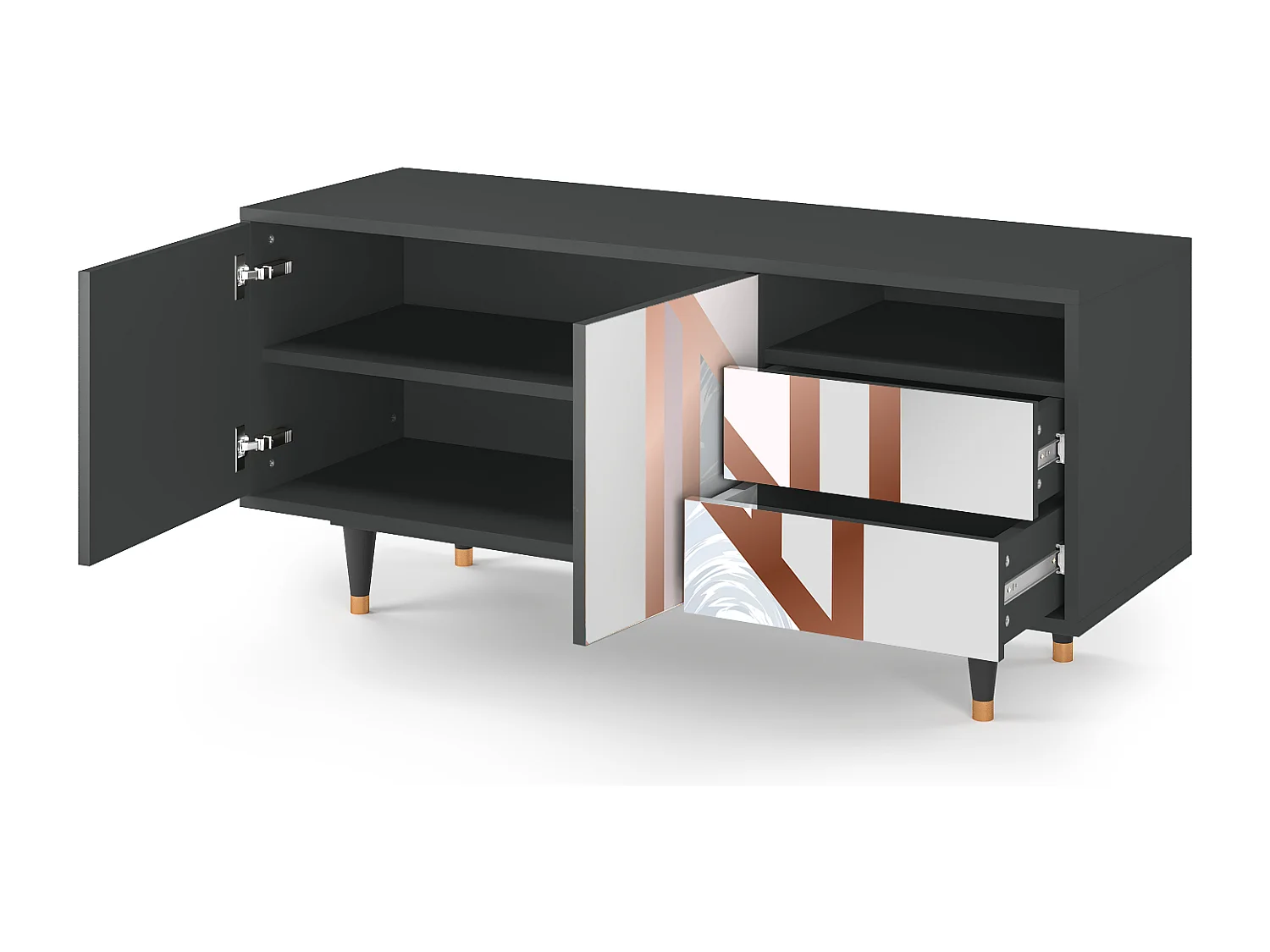 Meuble TV - 125х56х41 cm - T7 - Champagne Story, Anthracite