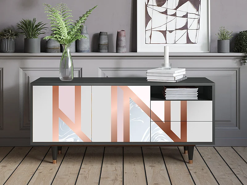 Mueble de TV - 125х56х41 cm - T7 - Champagne Story, Antracite