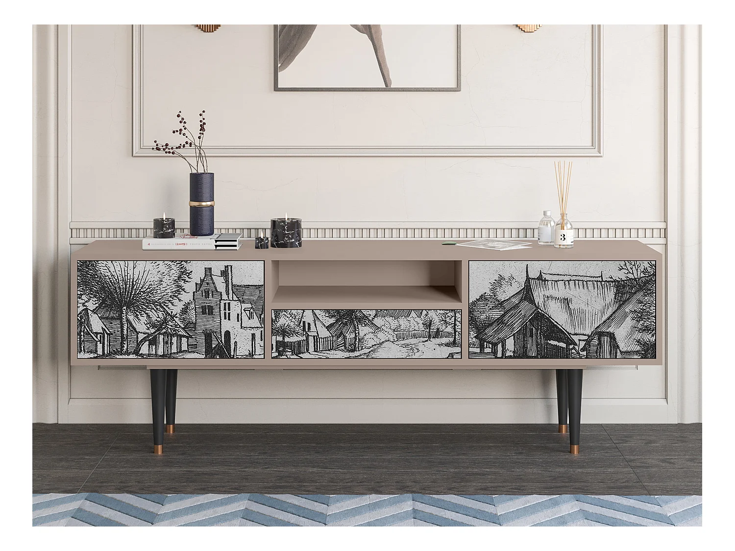 TV-Möbel - 170х59х41 cm - T6 - Country Village, Latte