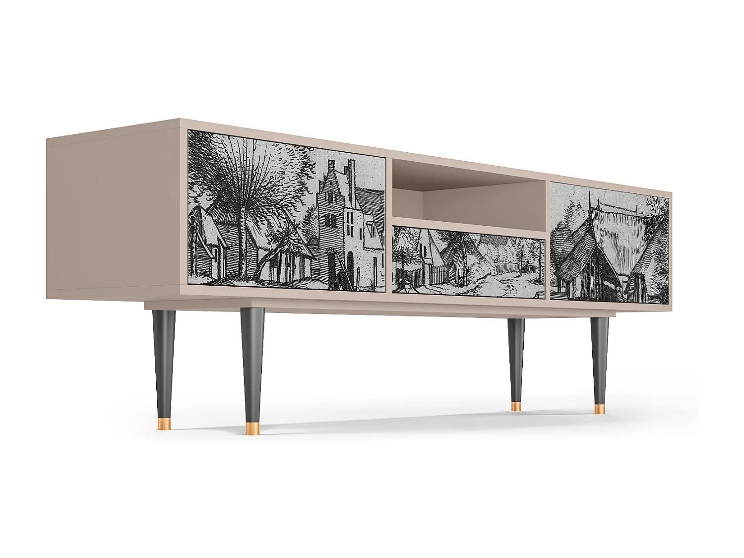 Mueble de TV - 170х59х41 cm - T6 - Country Village, Latte