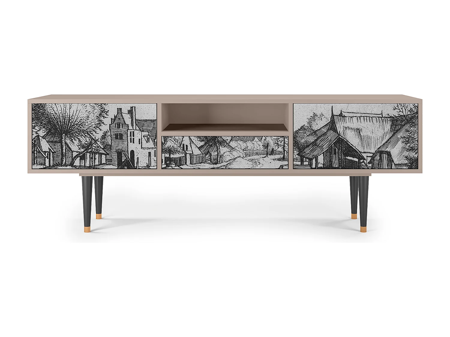 Meuble TV - 170х59х41 cm - T6 - Country Village, Latte