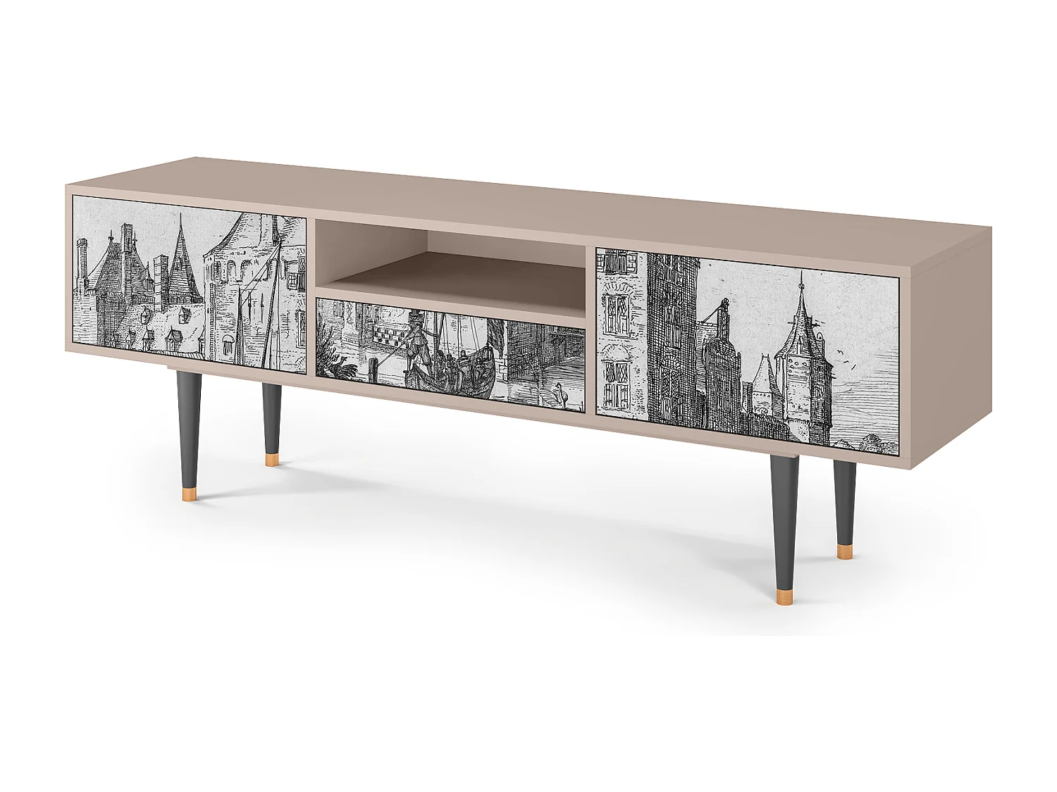 Meuble TV - 170х59х41 cm - T6 - Country Village, Latte