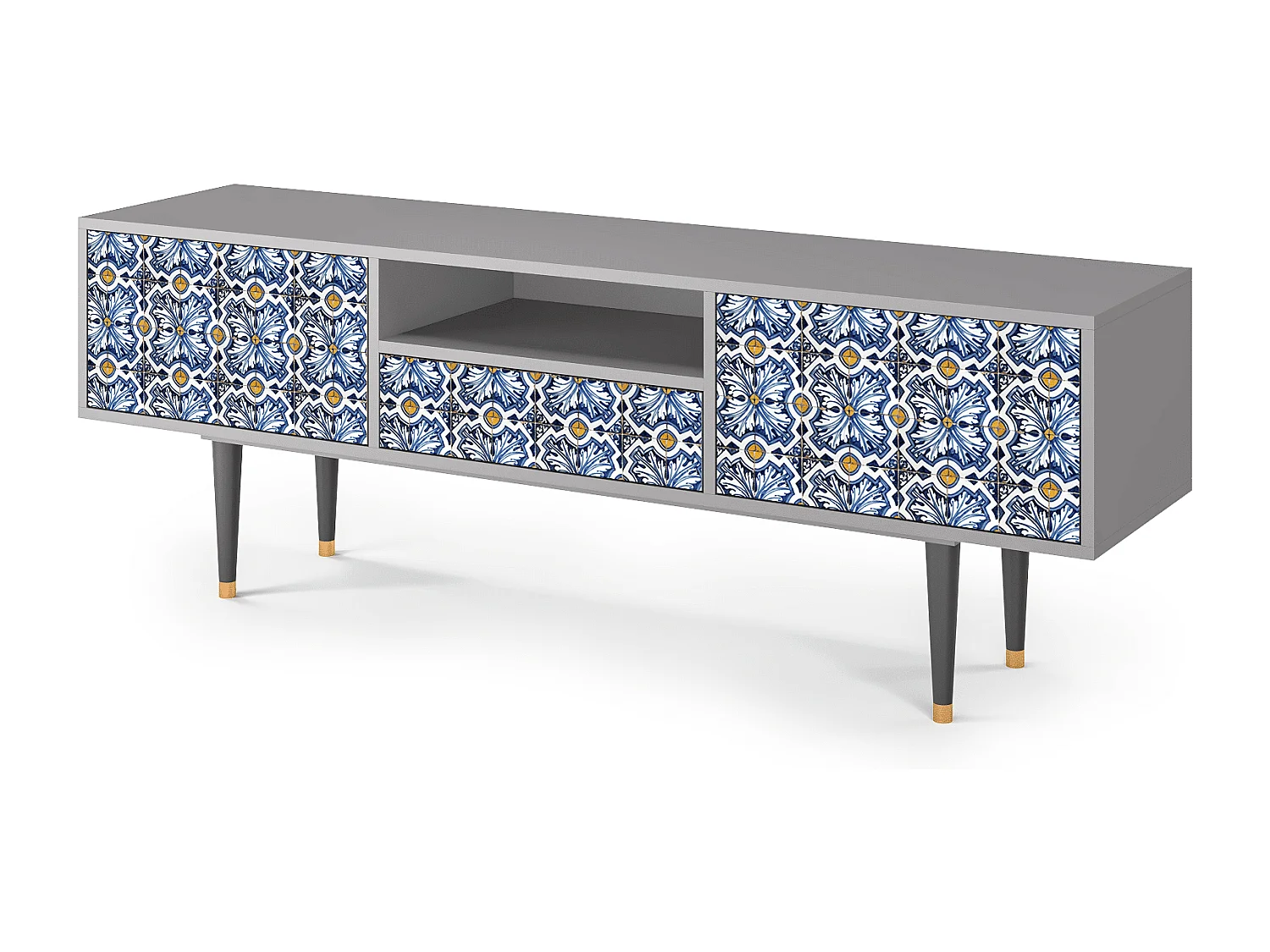 Mobile TV - 170х59х41 cm - T6 - Lovely Cornflowers, Grigio