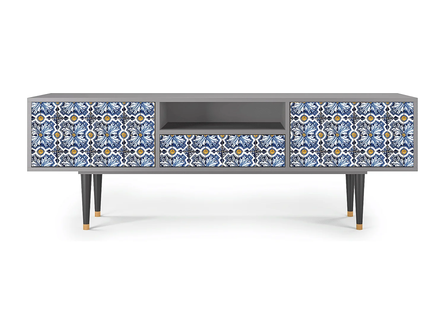 Meuble TV - 170х59х41 cm - T6 - Lovely Cornflowers, Gris