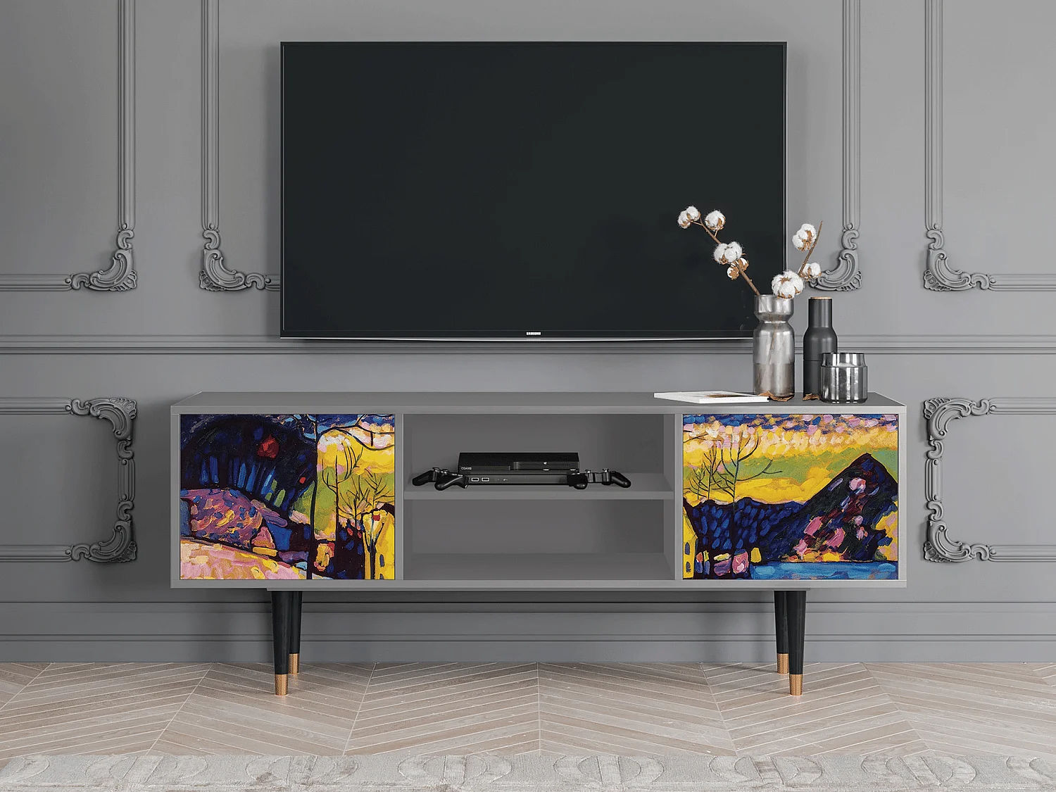 TV-Möbel - 170х69х48 cm - T2 - Winter Landscape, Grau