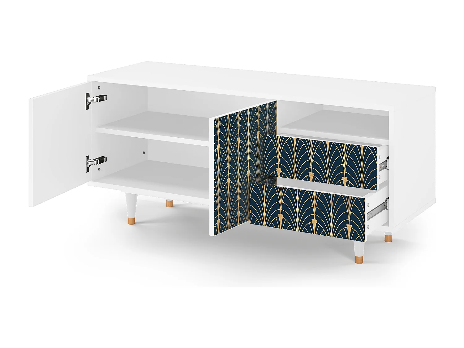 Meuble TV - 125х56х41 cm - T7 - Flower of the Nile, Blanc