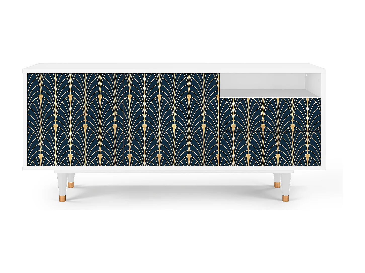 Meuble TV - 125х56х41 cm - T7 - Flower of the Nile, Blanc