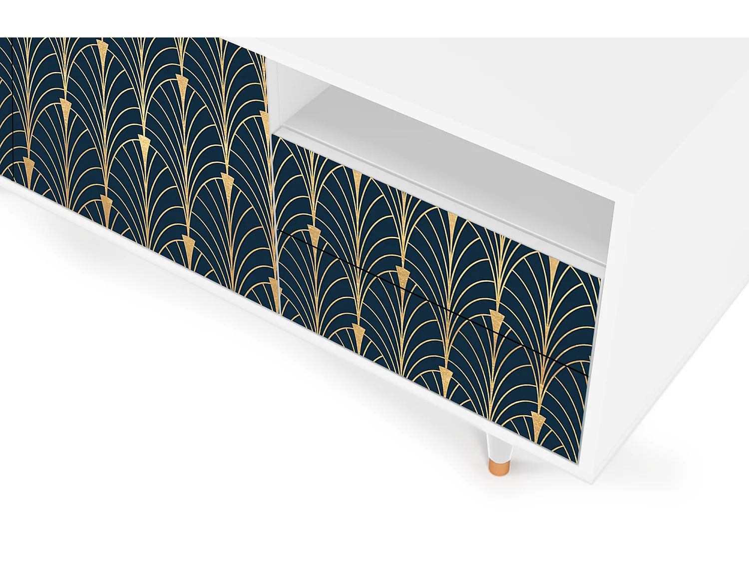 Meuble TV - 125х56х41 cm - T7 - Flower of the Nile, Blanc