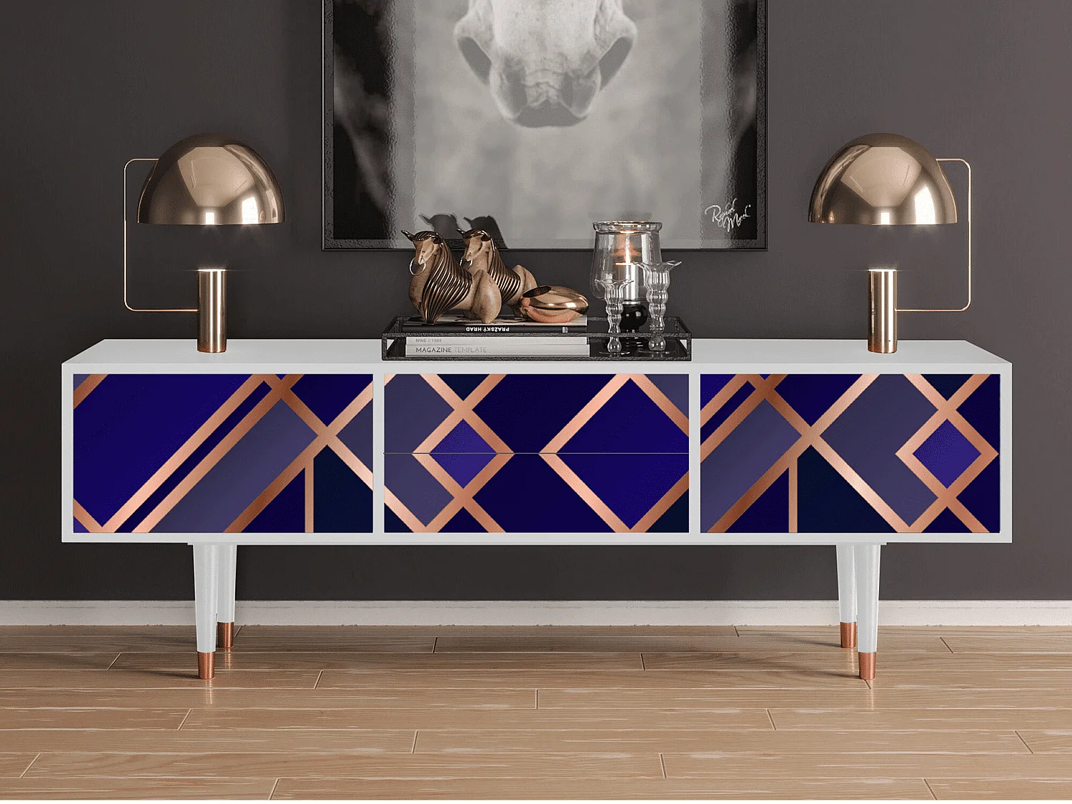 Meuble TV - 170х59х48 cm - T4 - Aquamarine Getsby, Blanc