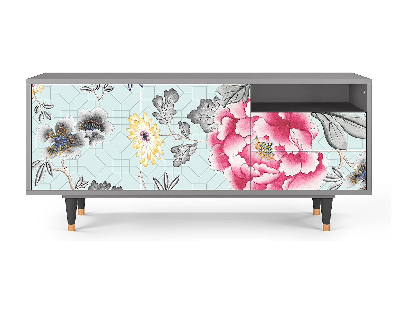 Meuble TV - 125х56х41 cm - T7 - Sky Garden, Gris