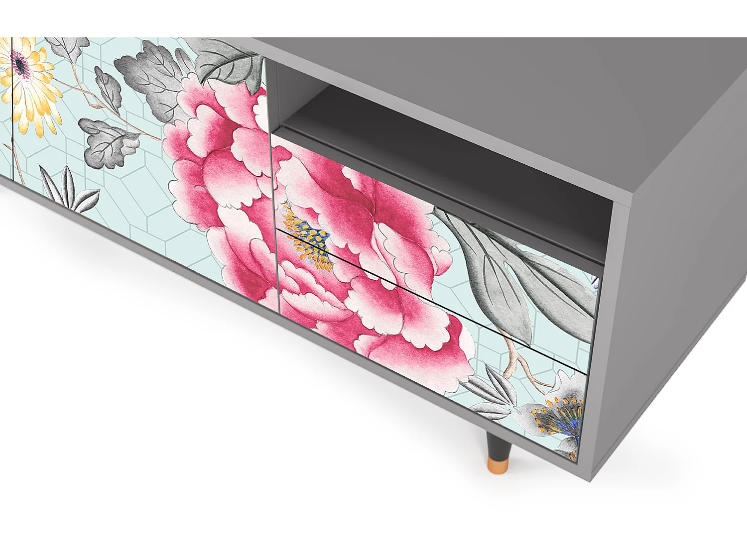 Meuble TV - 125х56х41 cm - T7 - Sky Garden, Gris