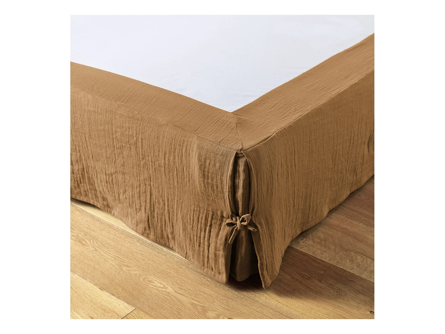 Cache sommier gaze de coton Gaia 140x190cm Camel