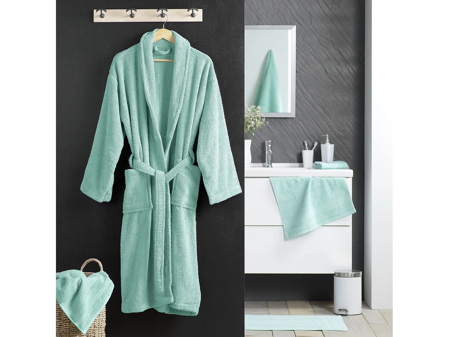 Peignoir Col Chale Tendresse vert celadon