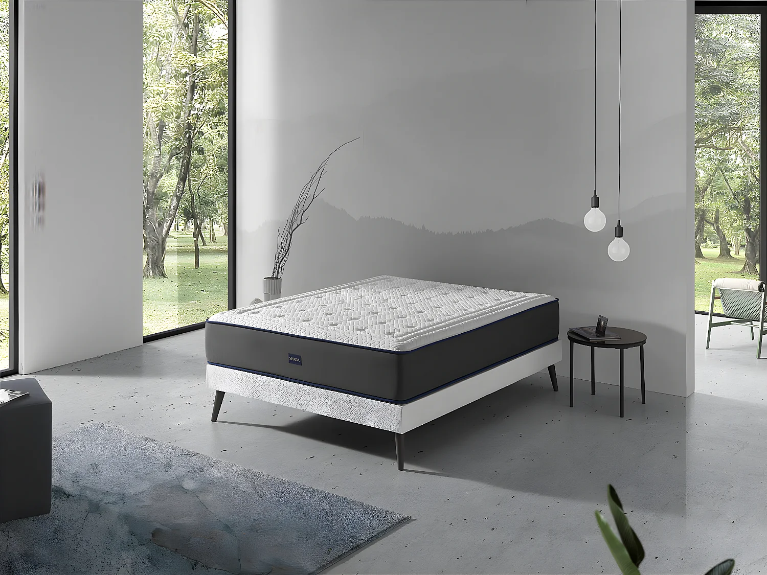 Matelas 150X180 OLYMPO SPRING, Epaisseur 30 CM, Moussee a memoire, ressorts, ergonomique et respirant. Fermeté 3/5 Moyenne