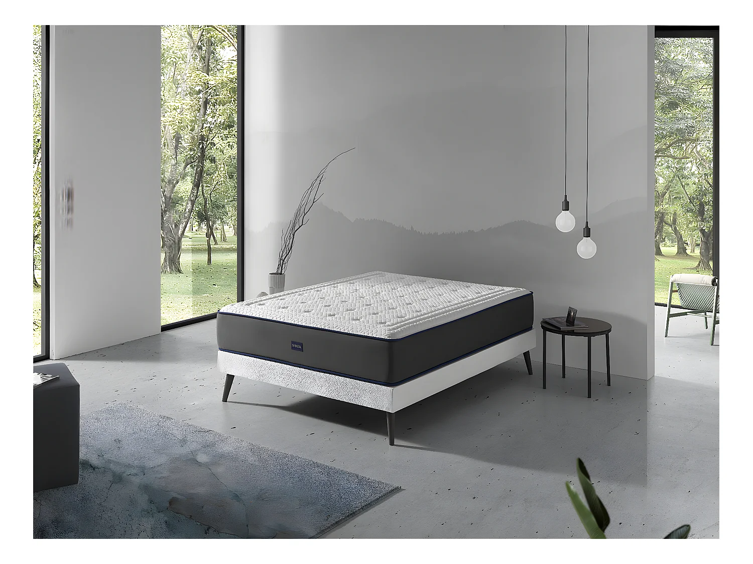 Matelas 150X180 OLYMPO SPRING, Epaisseur 30 CM, Moussee a memoire, ressorts, ergonomique et respirant. Fermeté 3/5 Moyenne