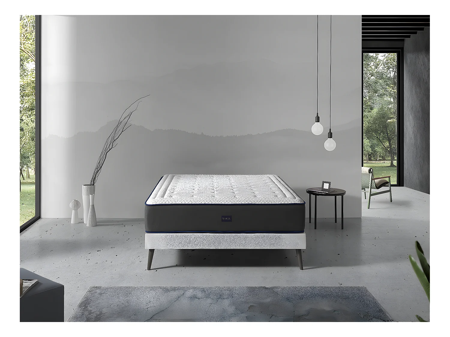 Matelas 150X180 OLYMPO SPRING, Epaisseur 30 CM, Moussee a memoire, ressorts, ergonomique et respirant. Fermeté 3/5 Moyenne