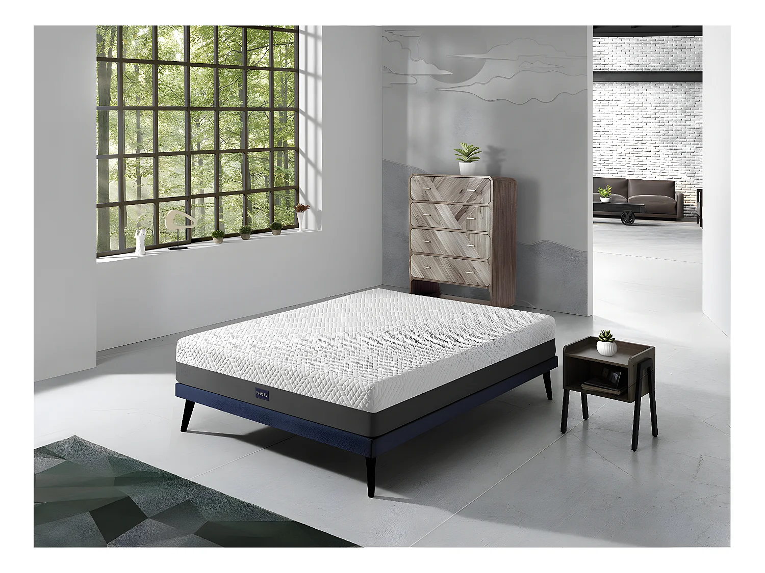 Matelas 105X190 COSMO, Epaisseur 25 CM, Dehoussable, ergonomique, hybride et respirant. Fermeté 3/5 Moyenne