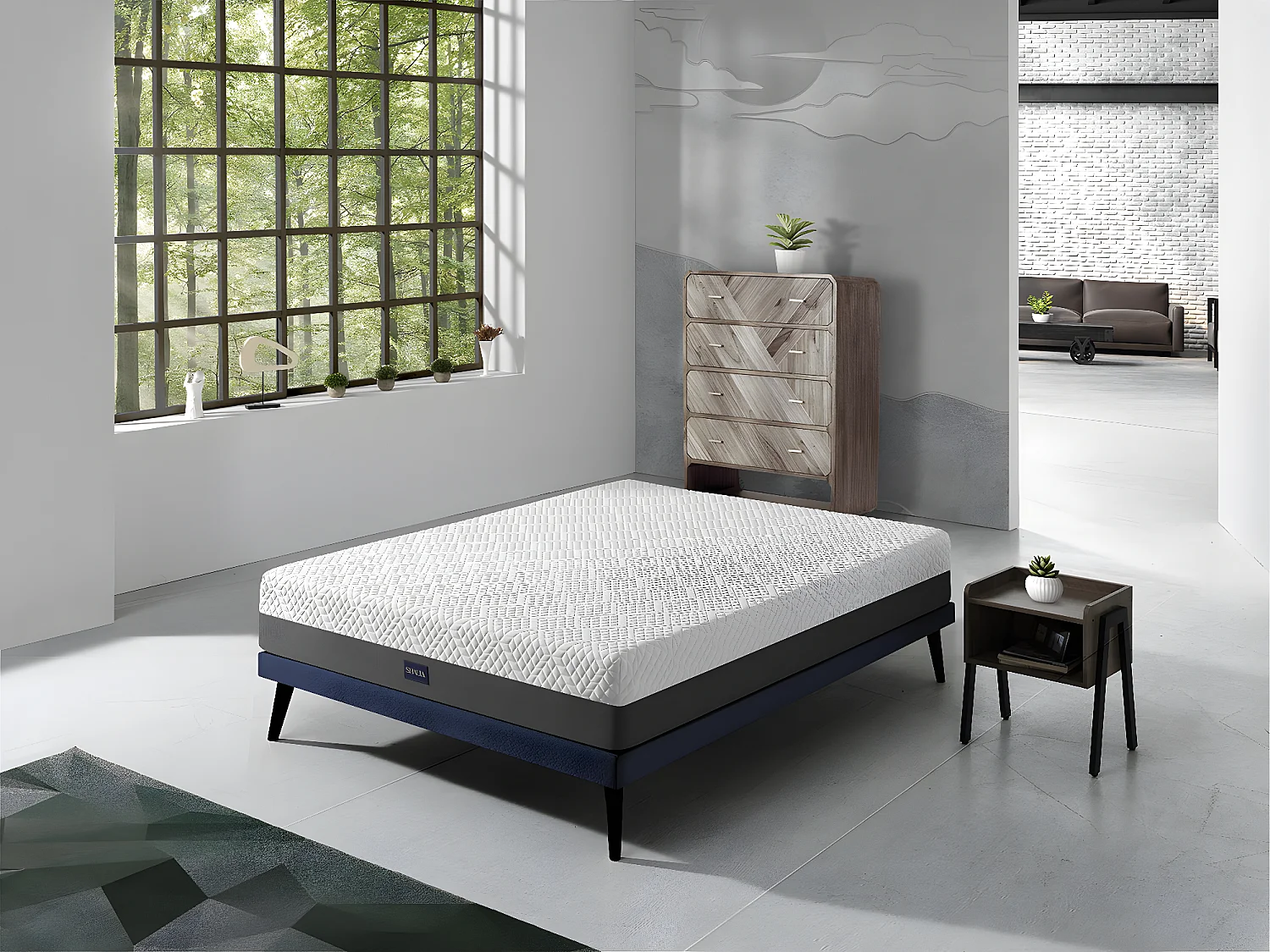 Matelas 105X180 COSMO SPRING, Epaisseur 25 CM, Dehoussable, ergonomique, hybride et ressorts. Fermete 3/5 Moyenne
