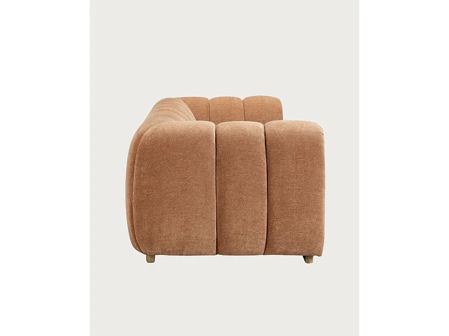 Cara - Canapé 3 places en tissus velours camel
