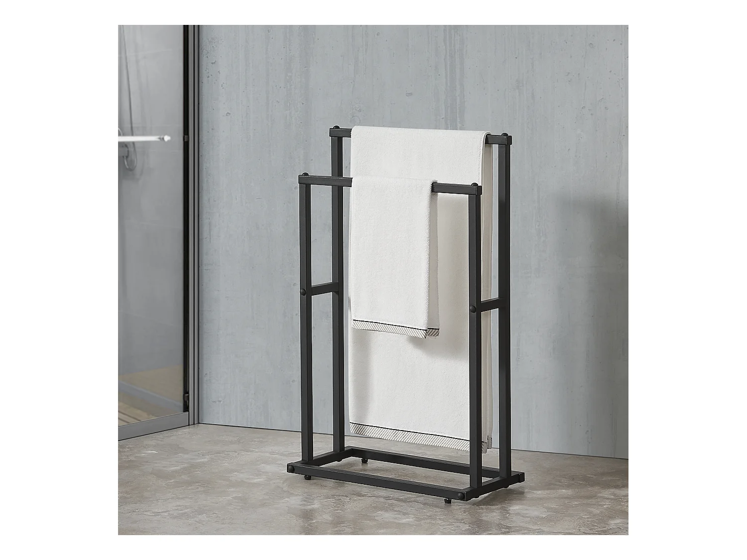 Porte-serviettes Omalo à 2 barres en acier 78 x 48 x 24 cm [en.casa]
