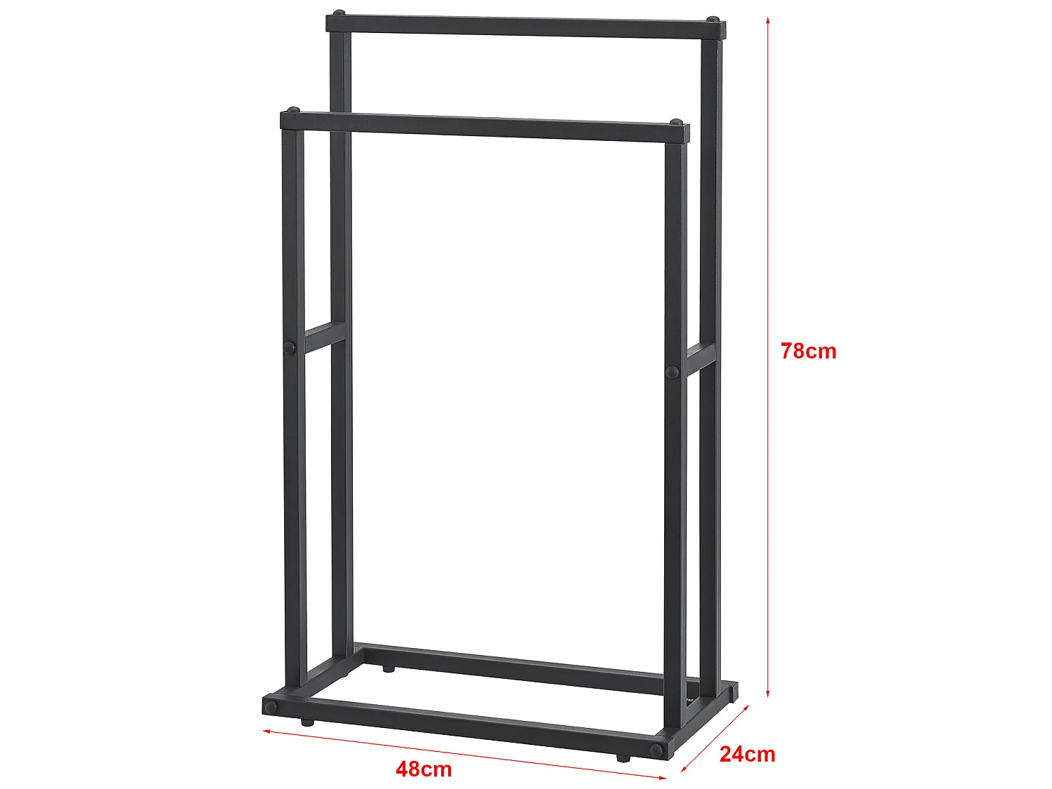Porte-serviettes Omalo à 2 barres en acier 78 x 48 x 24 cm [en.casa]