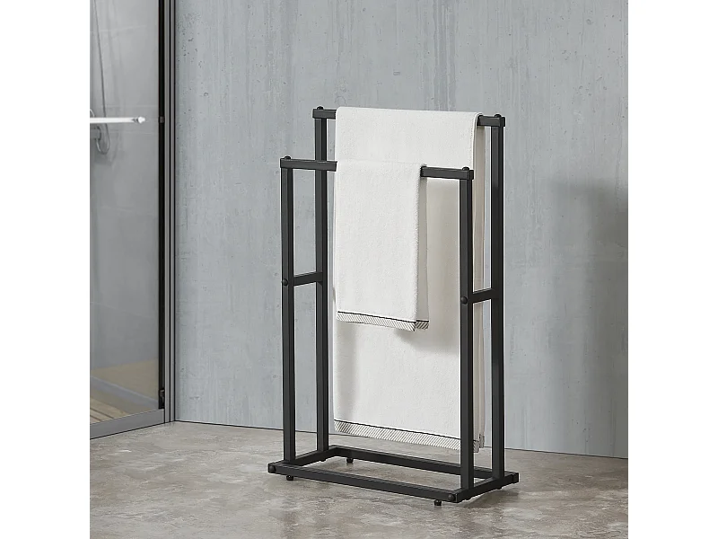 Porte-serviettes Omalo à 2 barres en acier 78 x 48 x 24 cm [en.casa]