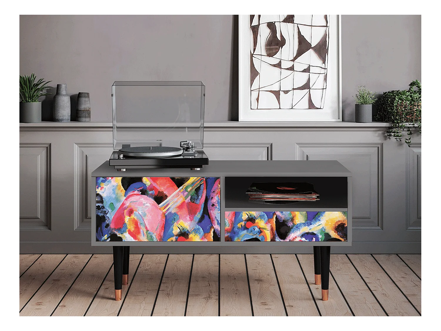 Meuble TV - 115х59х48 cm - T3 - Kandinsky, Gris