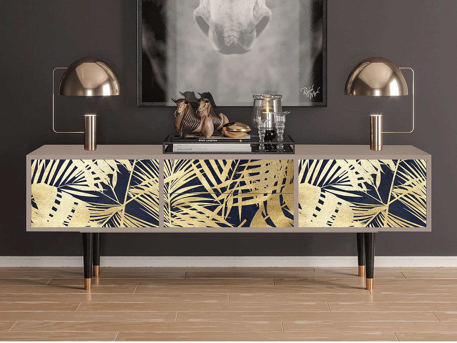 Mueble de TV - 170х59х48 cm - T4 - Jungle Vibes, Latte