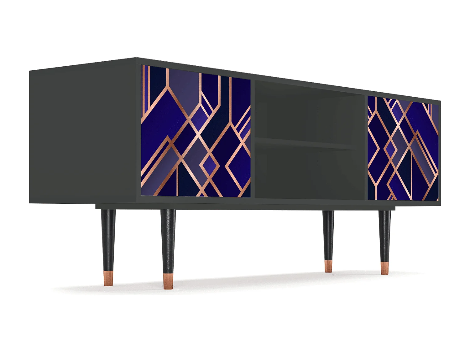 Meuble TV - 170х69х48 cm - T2 - Aquamarine Getsby, Anthracite