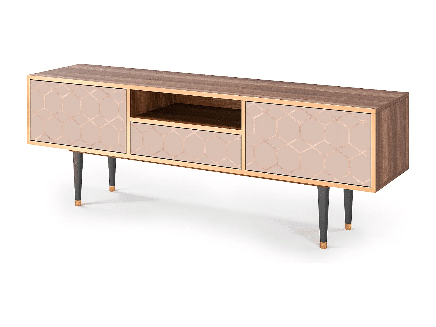 Szafka RTV - 170х59х41 cm - T6 - Rose Honeycomb, Orzech