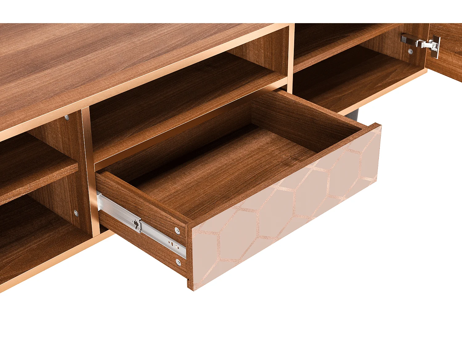 Szafka RTV - 170х59х41 cm - T6 - Rose Honeycomb, Orzech