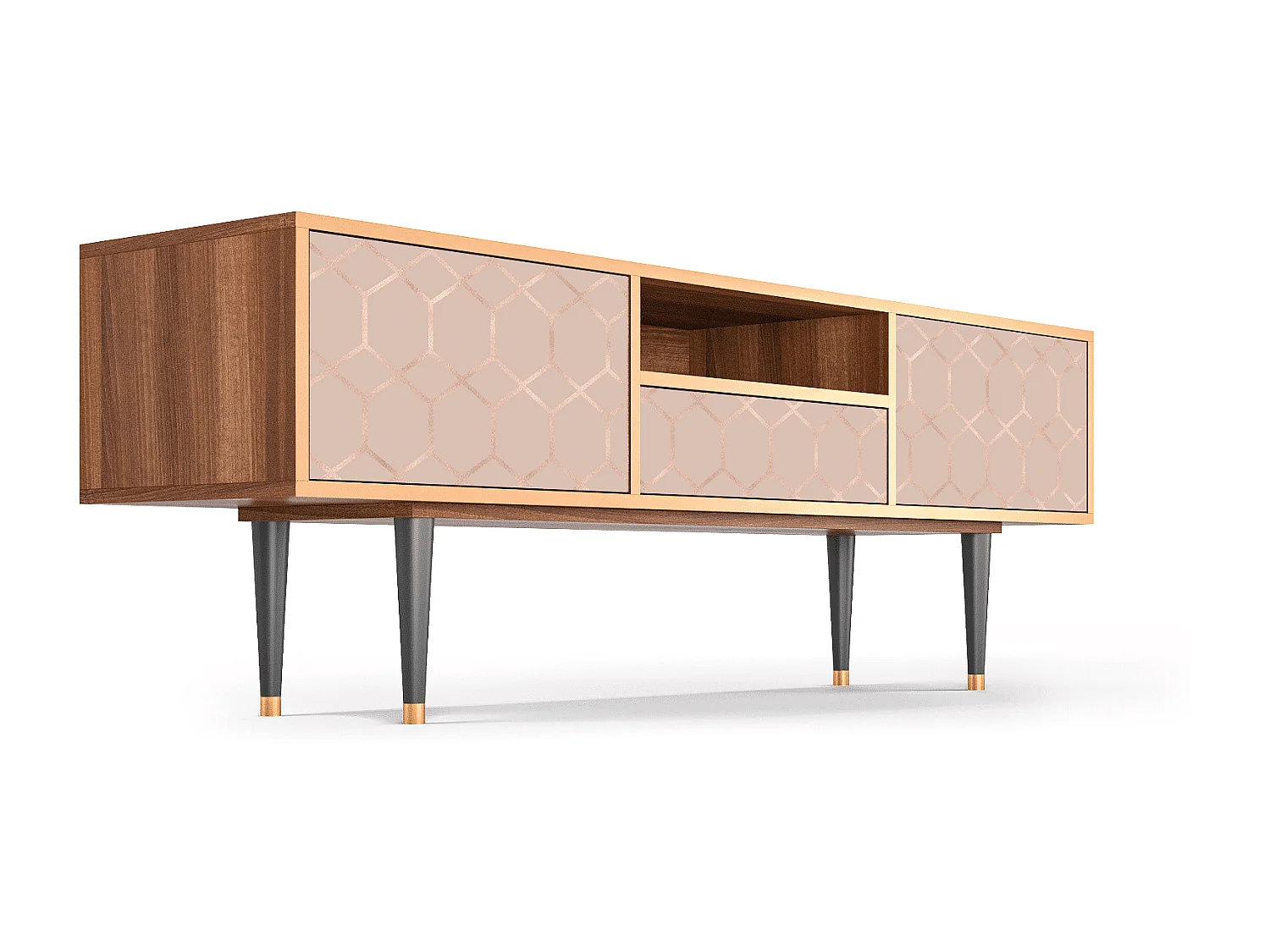 Szafka RTV - 170х59х41 cm - T6 - Rose Honeycomb, Orzech