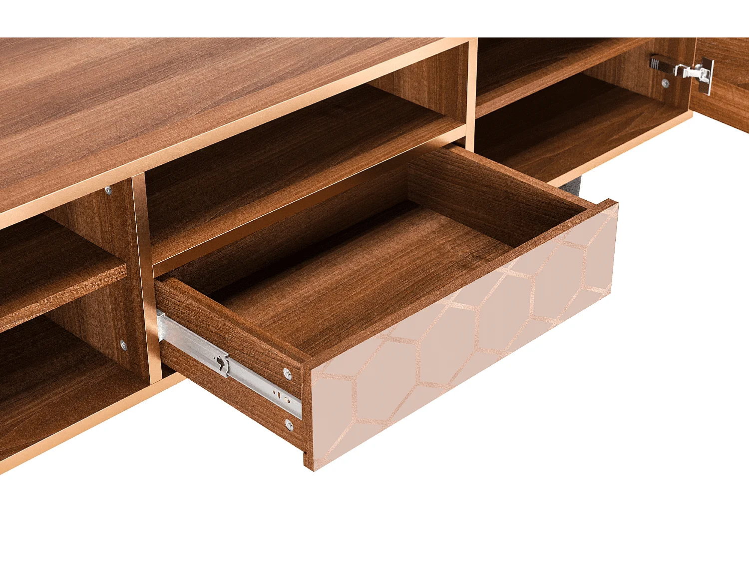 Szafka RTV - 170х59х41 cm - T6 - Rose Honeycomb, Orzech
