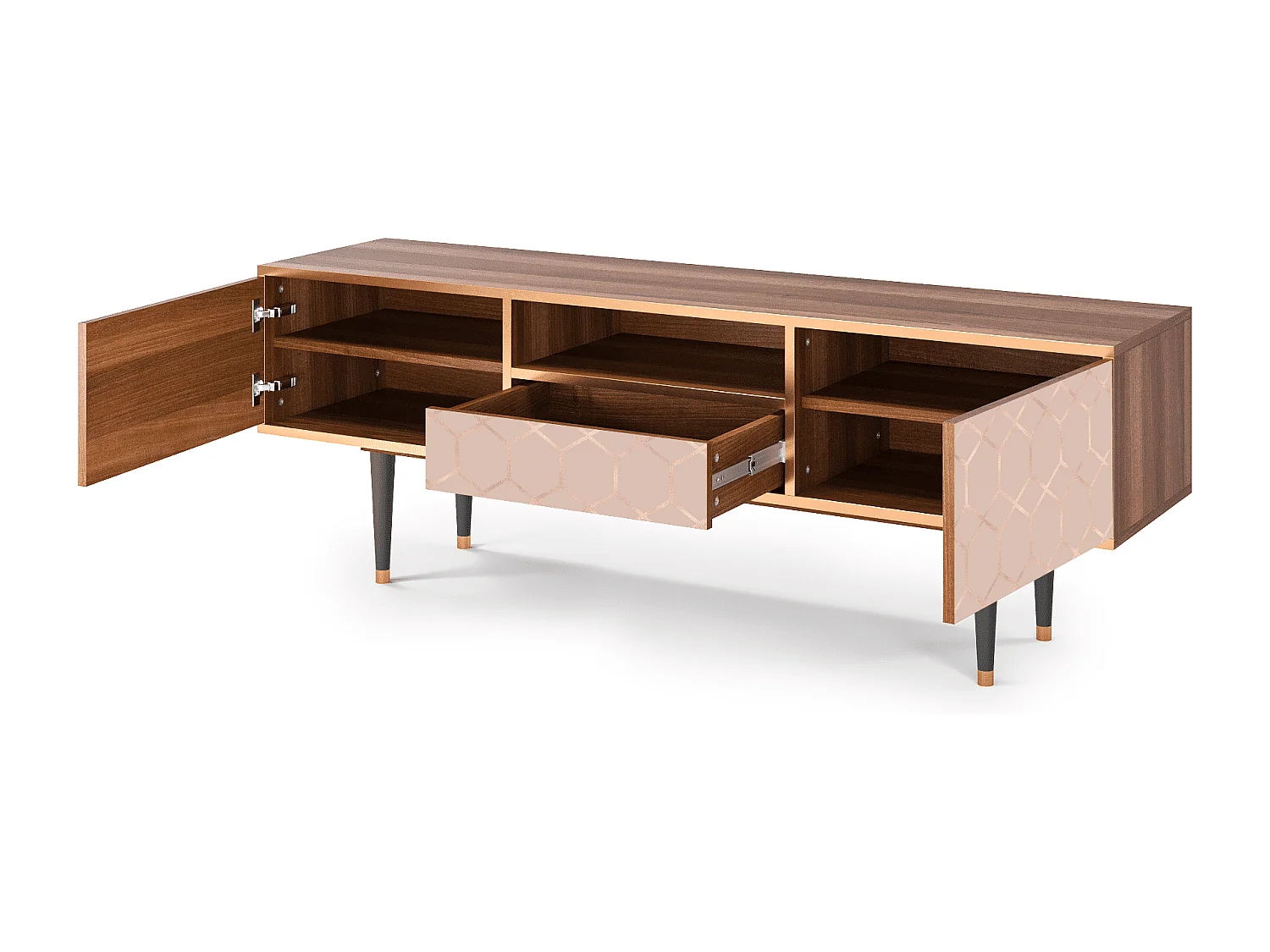 Szafka RTV - 170х59х41 cm - T6 - Rose Honeycomb, Orzech