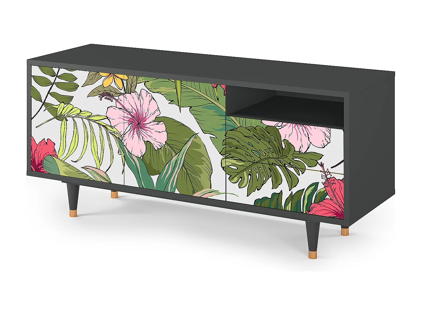 Mobile TV - 125х56х41 cm - T7 - Verdant Tropics, Antracite