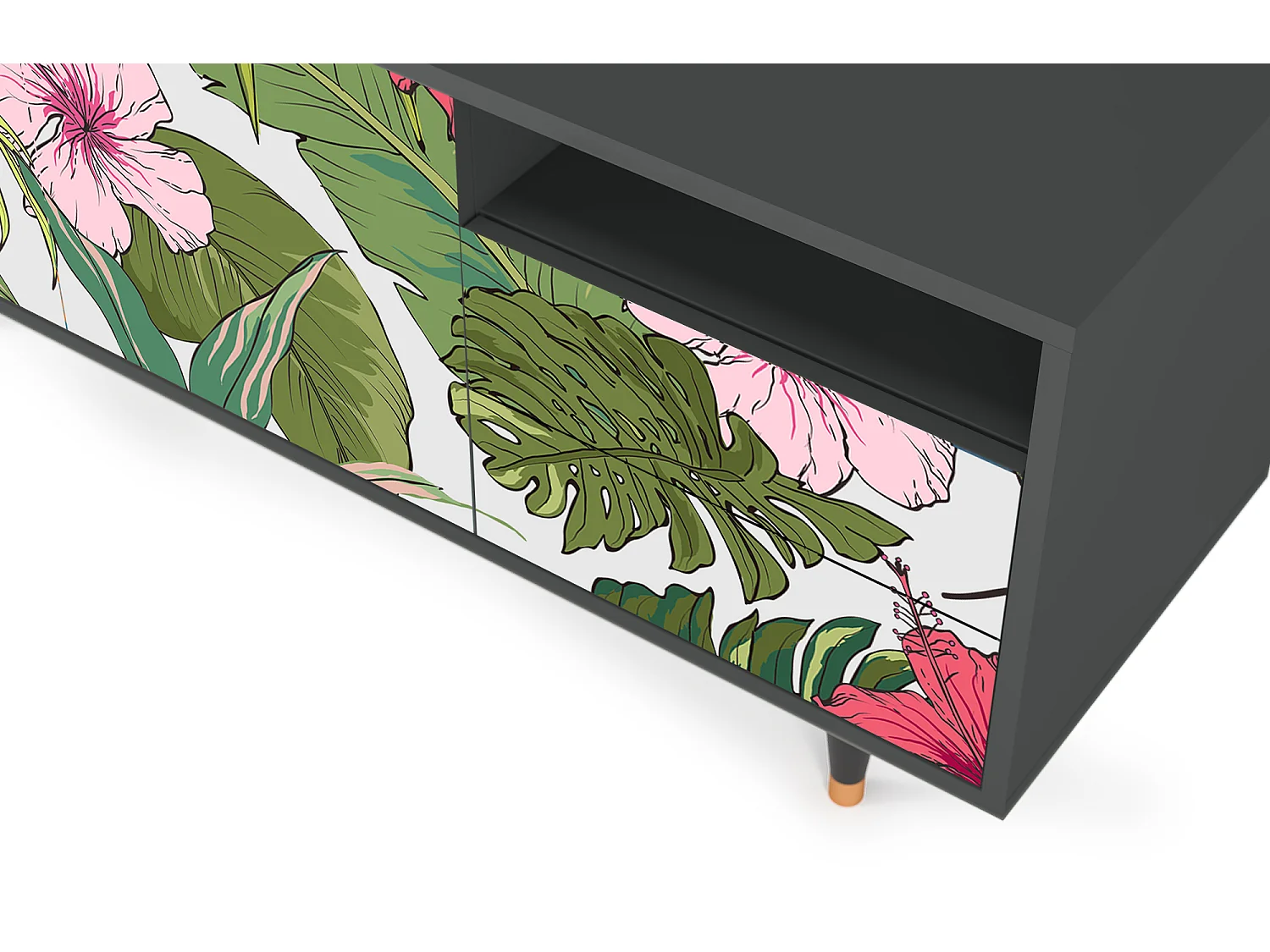 Mobile TV - 125х56х41 cm - T7 - Verdant Tropics, Antracite